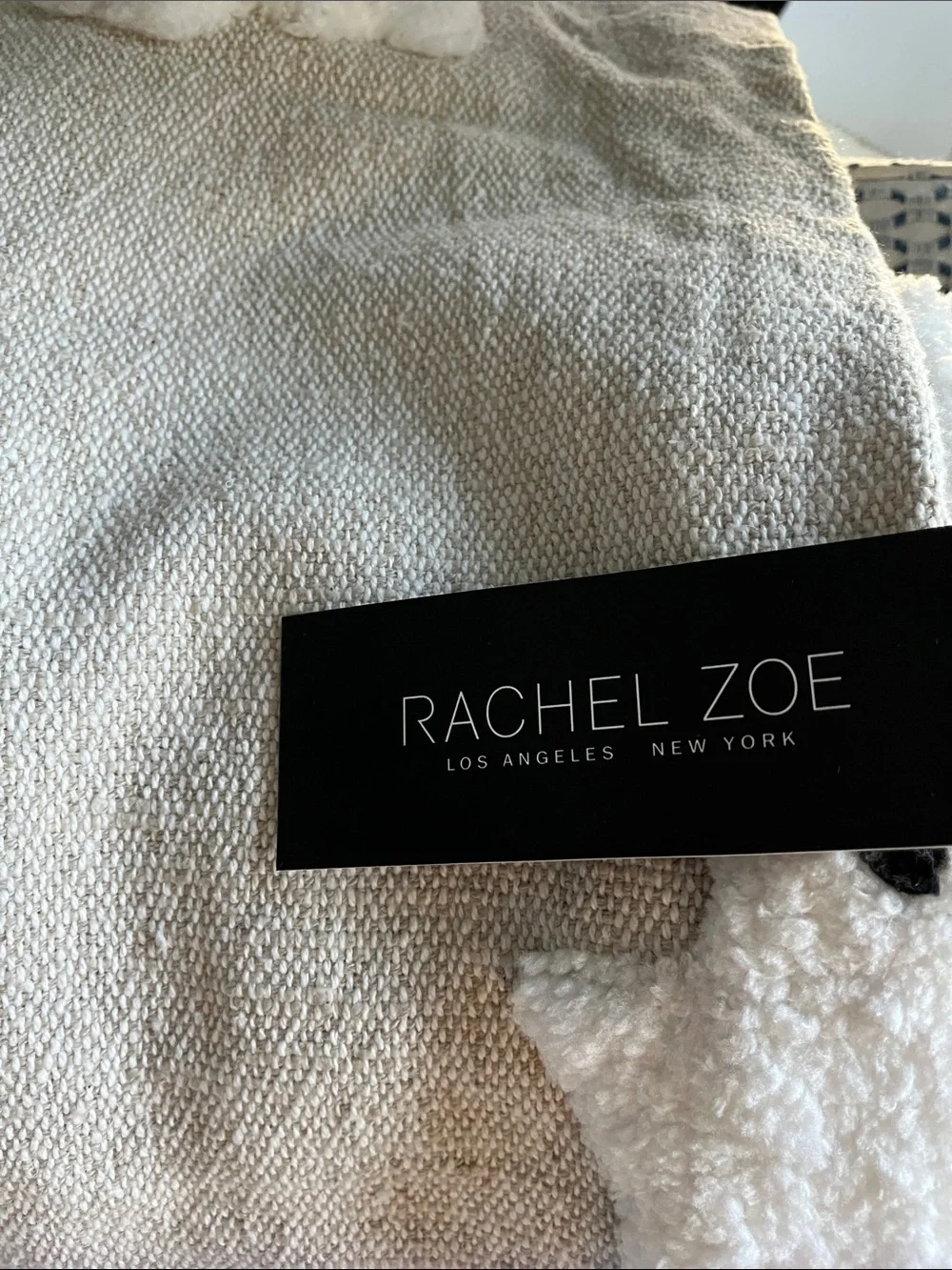 Rachel Zoe sand colored with white ghosts Plush Ghost Accent throw 50×70